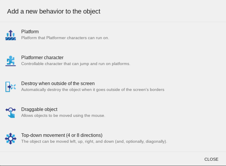 The list of behaviors